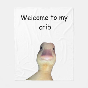 Funny Duck Meme – “Welcome to My Crib” Cute Animal Fleece Blanket