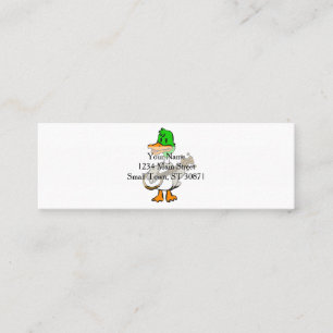 Funny duck playing banjo choose background colou mini business card