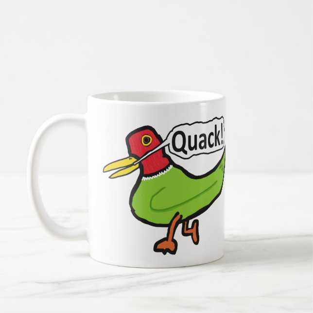 Funny Duck Quacking Coffee Mug (Left)