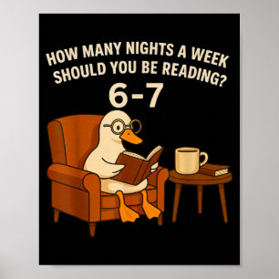 Funny Duck Reading Book 67 Six Seven Meme  Poster