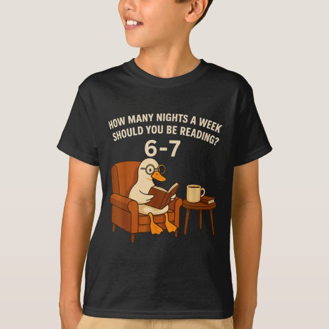 Funny Duck Reading Book 67 Six Seven Meme  T-Shirt (Front)
