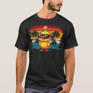 Funny Duck Shirt Cool Retro Yellow Duck in Sunglas