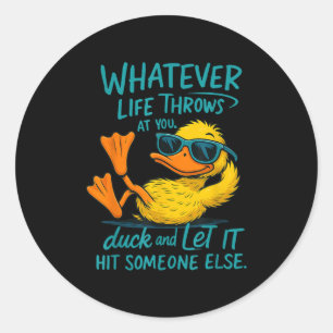 Funny Duck Shirt Meme Quote Graphic Tees For Men W Classic Round Sticker
