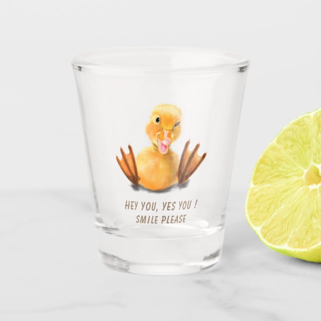 Funny Duck Shot Glass Smile - Custom Text (Front)