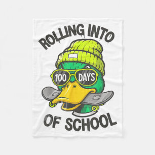 Funny Duck Skateboard 100 Days Of School Outfit  Fleece Blanket
