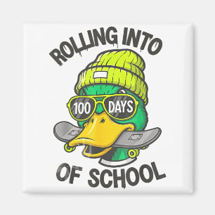 Funny Duck Skateboard 100 Days Of School Outfit Magnet