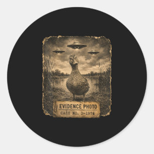 Funny duck ufo evidence photo alien humour classic round sticker