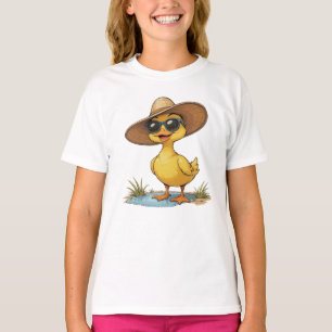 Funny Duck Wearing a Big Sun Hat and Sunglasses T-Shirt