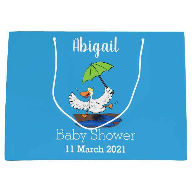 Funny duck with umbrella dancing cartoon large gift bag (Front)