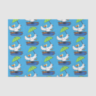 Funny duck with umbrella dancing cartoon tissue paper