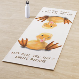 Funny Duck Yoga Mat Smile - Custom Text
