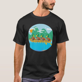 Funny Ducks In A Row Boat | Cool Duckling Rowing B T-Shirt
