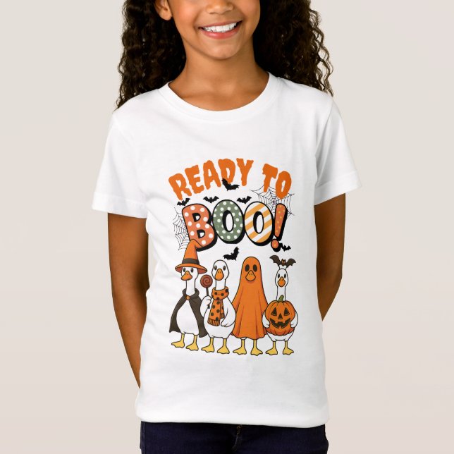 Funny Ducks Ready to Boo Halloween T-Shirt (Front)
