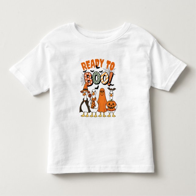Funny Ducks Ready to Boo Halloween Toddler T-Shirt (Front)