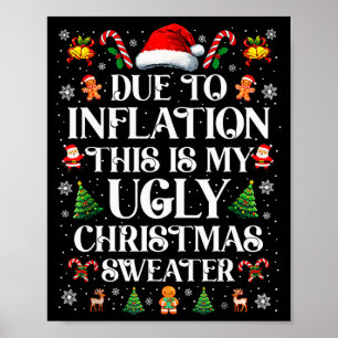 Funny Due To Inflation Ugly Christmas Sweaters For Poster