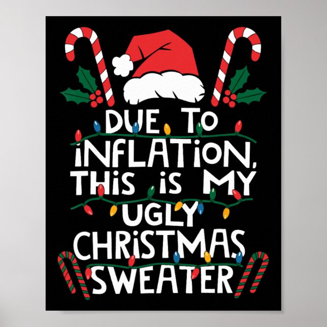 Funny Due To Inflation Ugly Christmas Sweaters For Poster (Front)