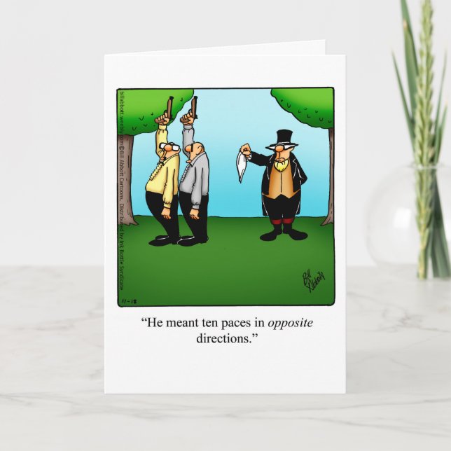 Funny Duelling Humour Greeting Card (Front)