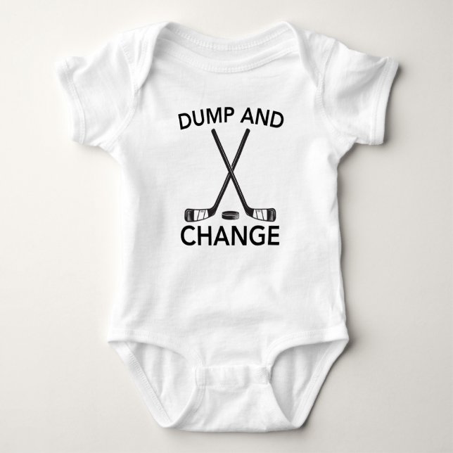 Funny Dump And Change Hockey Baby Bodysuit (Front)