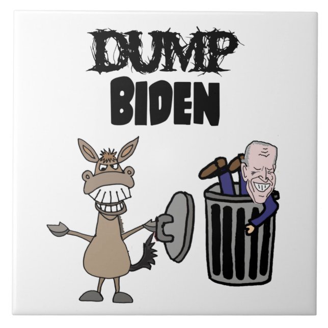 Funny Dump Biden Political Cartoon Tile (Front)