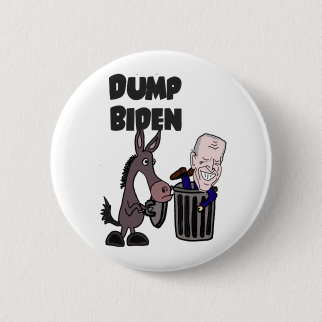 Funny Dump Joe Biden Cartoon 6 Cm Round Badge (Front)