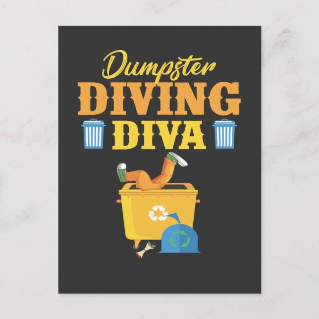 Funny Dumpster Diving Diva Trash Lover Postcard (Front)