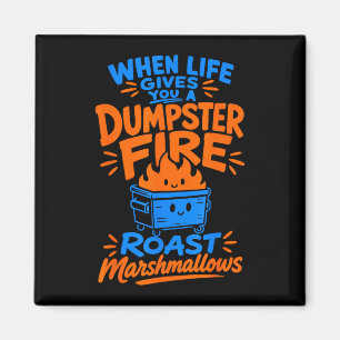 Funny dumpster fire marshmallow magnet