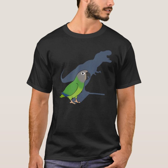 Funny Dusky headed Conure T-rex, Dinosaur Parrot P T-Shirt (Front)