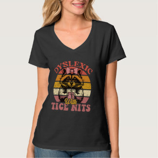 Funny Dyslexia Joke Racoon Shirt Dyslexic with Ti