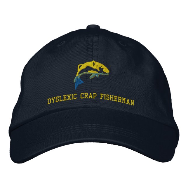 Funny Dyslexic Carp Fisherman Embroidered Hat (Front)