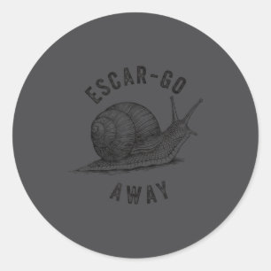 Funny E Go Away Snail Vintage French Pun Introvert Classic Round Sticker