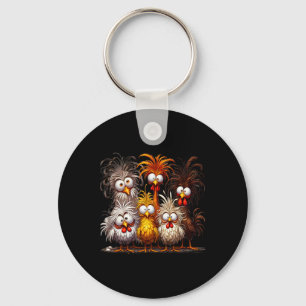 Funny Eagerly Quirky Chicken Art  Key Ring