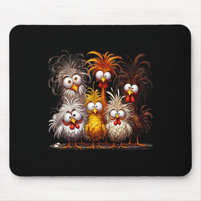 Funny Eagerly Quirky Chicken Art  Mouse Pad (Front)