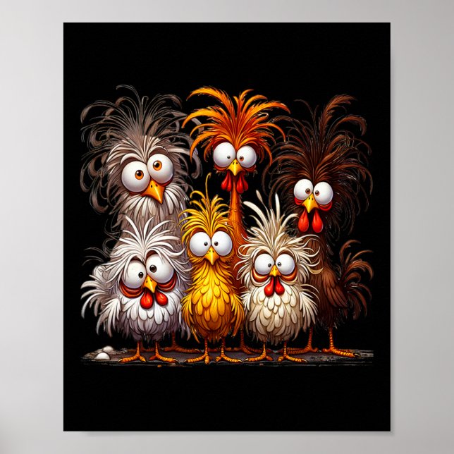 Funny Eagerly Quirky Chicken Art  Poster (Front)