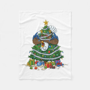 Funny Eagle Christmas Tree Lights Kids Mens Womens Fleece Blanket