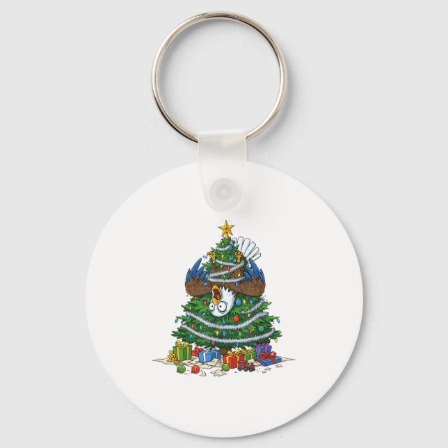 Funny Eagle Christmas Tree Lights Kids Mens Womens Key Ring (Front)