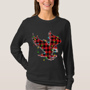 Funny Eagle Christmas Tree Red Plaid Xmas Animals  T-Shirt