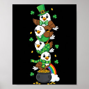 Funny Eagle Clover St Patricks Day Womens Mens Poster