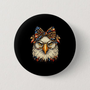 Funny eagle face glasses bandanna leopard egale 4t 6 cm round badge