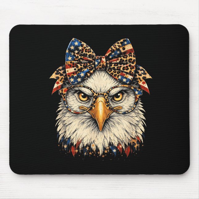 Funny Eagle Face Glasses Bandanna Leopard Egale 4t Mouse Pad (Front)