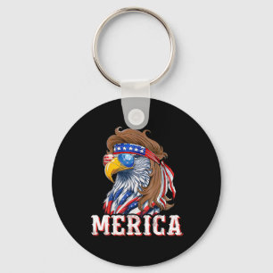 Funny Eagle Mullet 4th Of July Usa American Flag M Key Ring