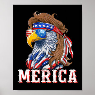 Funny Eagle Mullet 4th Of July Usa American Flag M Poster
