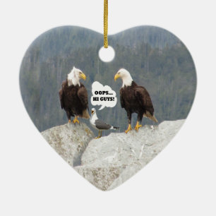 Funny Eagles and Seagull Ceramic Tree Decoration