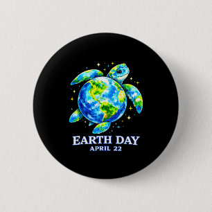 Funny earth day 2026 save the earth sea turtle kid 6 cm round badge