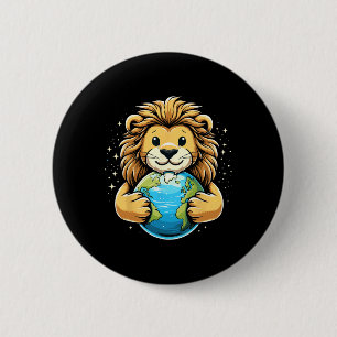 Funny Earth Day Cute Lion Earth Day Lion Lovers  6 Cm Round Badge