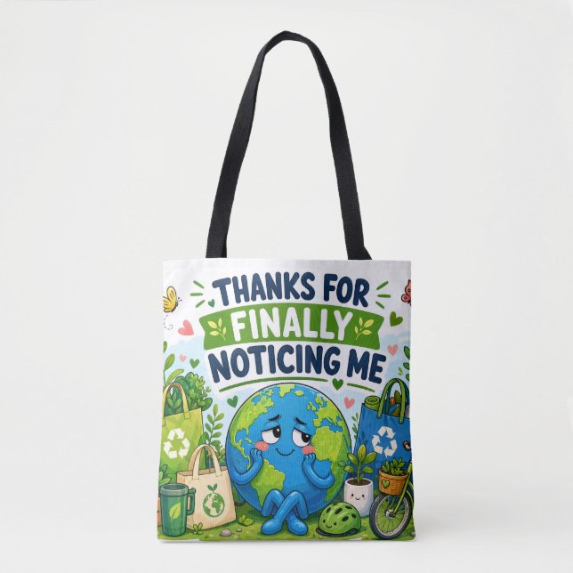 Funny Earth Day Eco Graphic Tote Bag (Front)