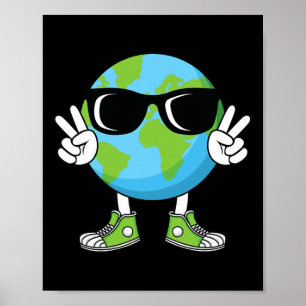 Funny Earth Day Planet Peace Hand Boys Girls Kids  Poster
