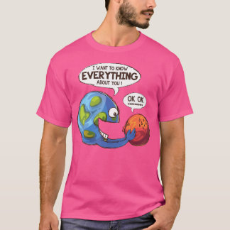 Funny Earth Planet And Mars Occupy Mars Astronomy T-Shirt