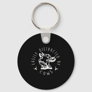 Funny Easily Distracted By Cows Design  Key Ring