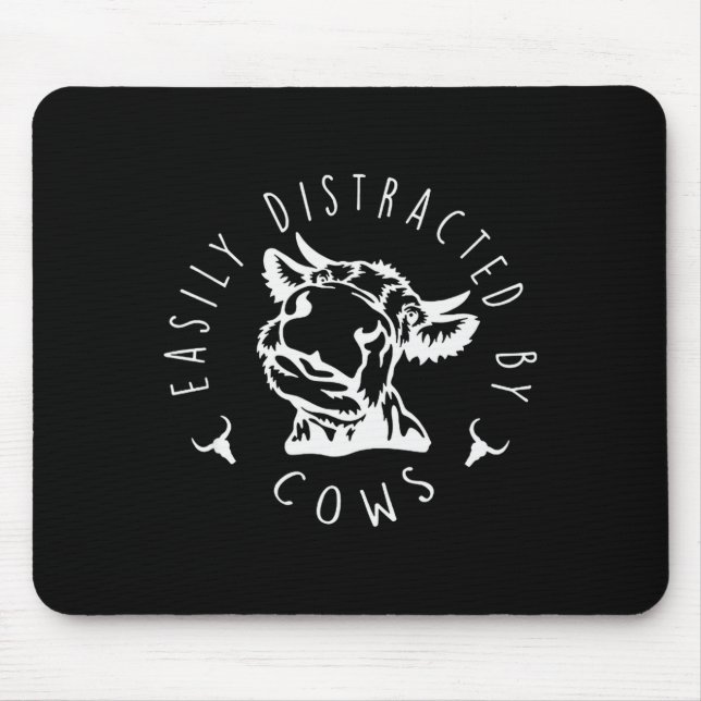 Funny Easily Distracted By Cows Design  Mouse Pad (Front)