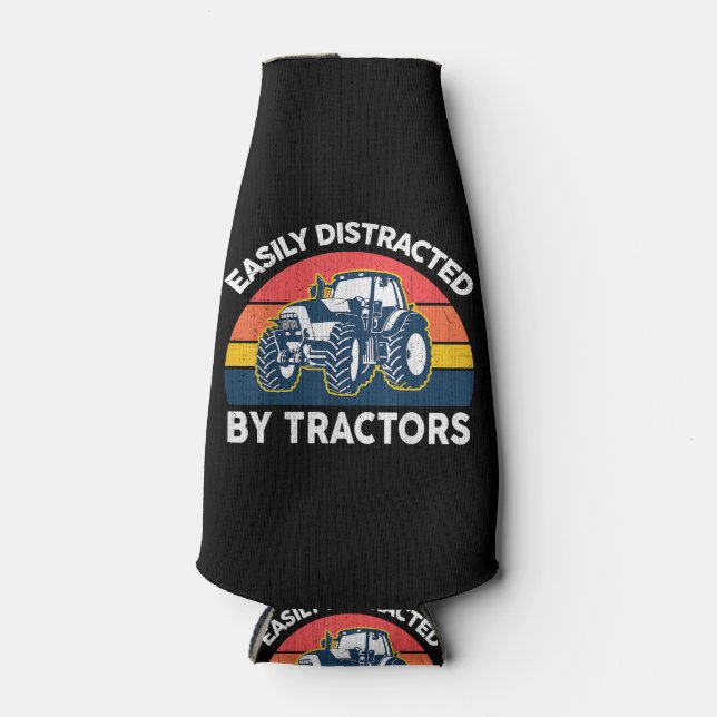 Funny Easily Distracted By Tractors-Shirt Farmer F Bottle Cooler (Front)